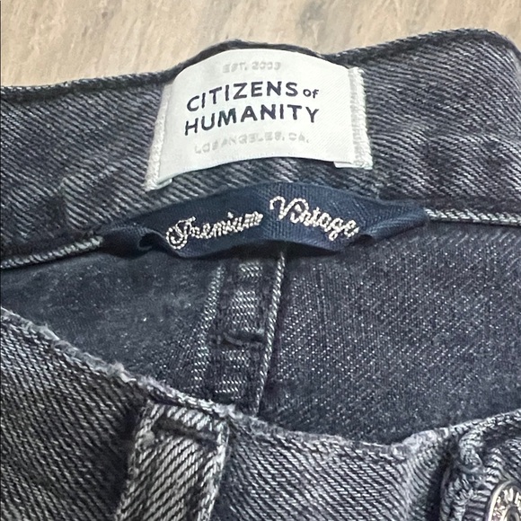 Citizens Of Humanity Jeans Daphne Vintage Black Ankle Cropped Wide Leg Fray Hem - Picture 11 of 13